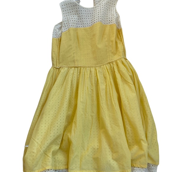 FRENCH CONNECTION Eyelet Dress with Yellow Contrast Underlay. Size:  2 - Picture 12 of 14